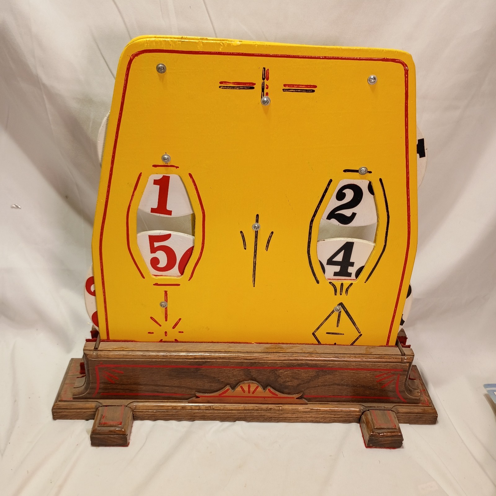 Folk Art Wooden Scoreboard Hand-Painted Carnival Game Counter Vintage Game Room