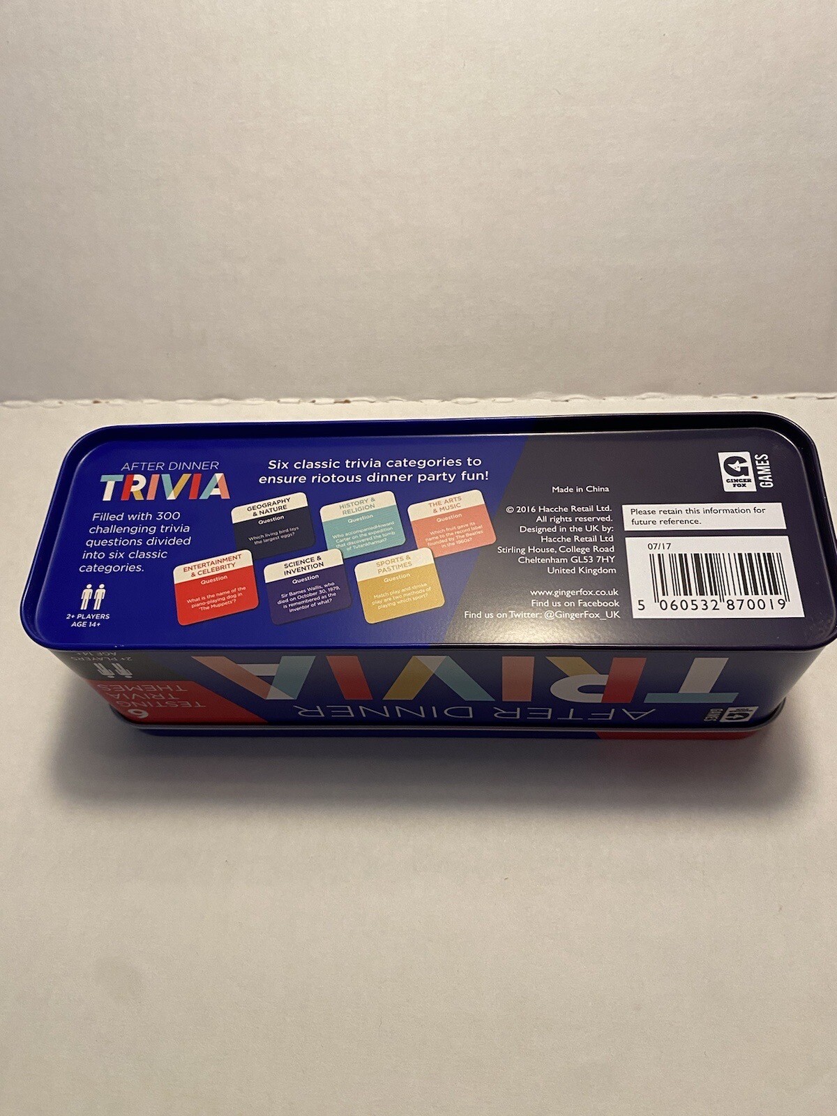 After Dinner Trivia – 300 Cards – 6 Trivia Categories