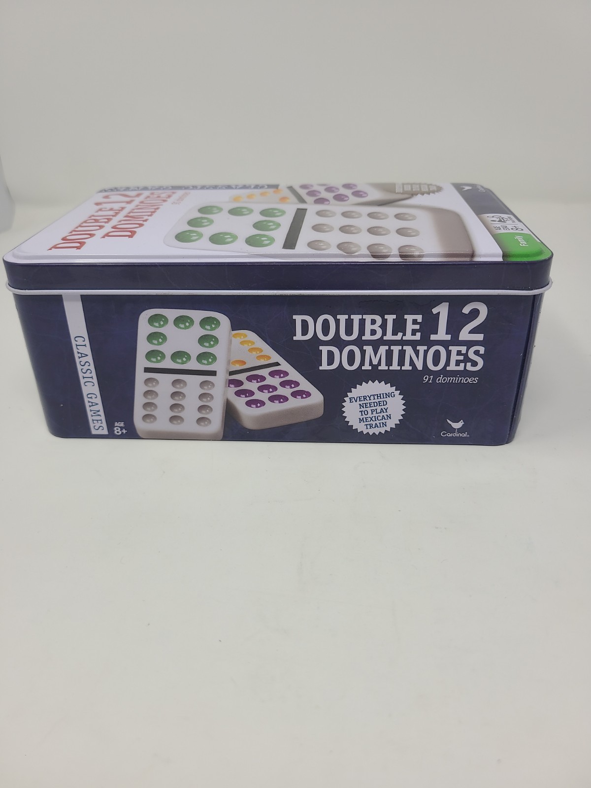 Cardinal Double 12 Color Dot Dominoes Set Mexican Train Family Game Complete