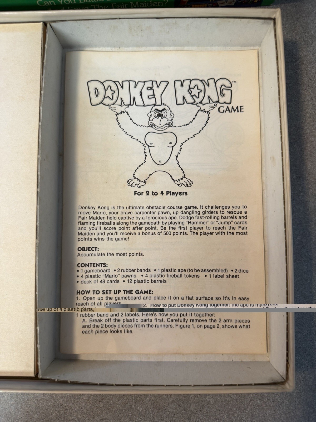 1982 Milton Bradley Donkey Kong Board Game Nintendo Complete Minus 1 Sticker
