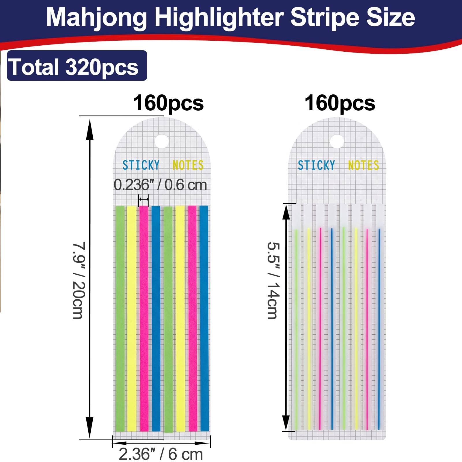 320 PCS Mahjong Card Highlighter Tape, American Mahjong Cards Rule Helper Lin