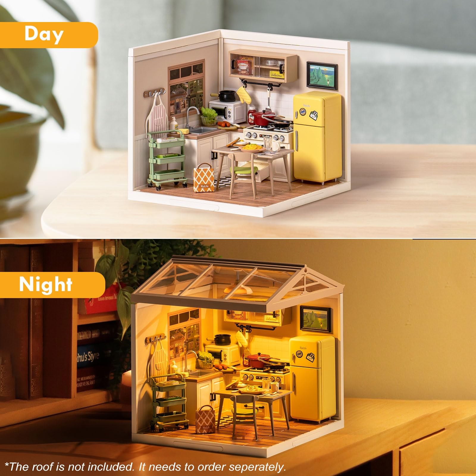 DIY Miniature House Building Set LED Plastic Playset Rolife Happy Meals Kitchen