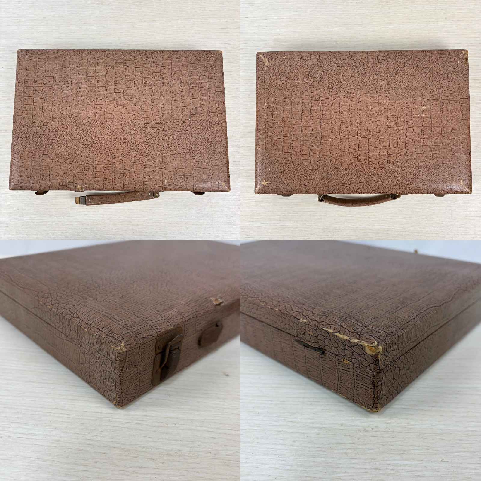 Vintage Japanese Mahjong Tile Set Brown Leather Case 1950s-60s Ivory Tiles AS-IS