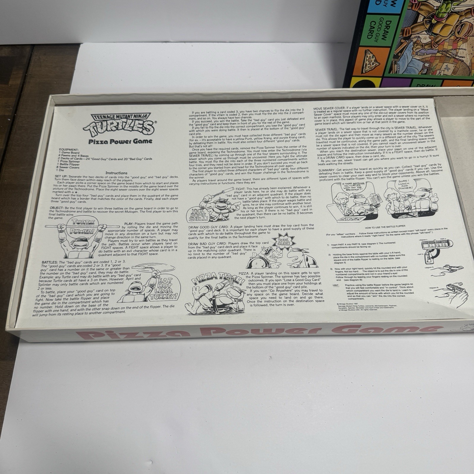 Pizza Power Game Teenage Mutant Ninja Turtles TMNT 1987 Random House Complete