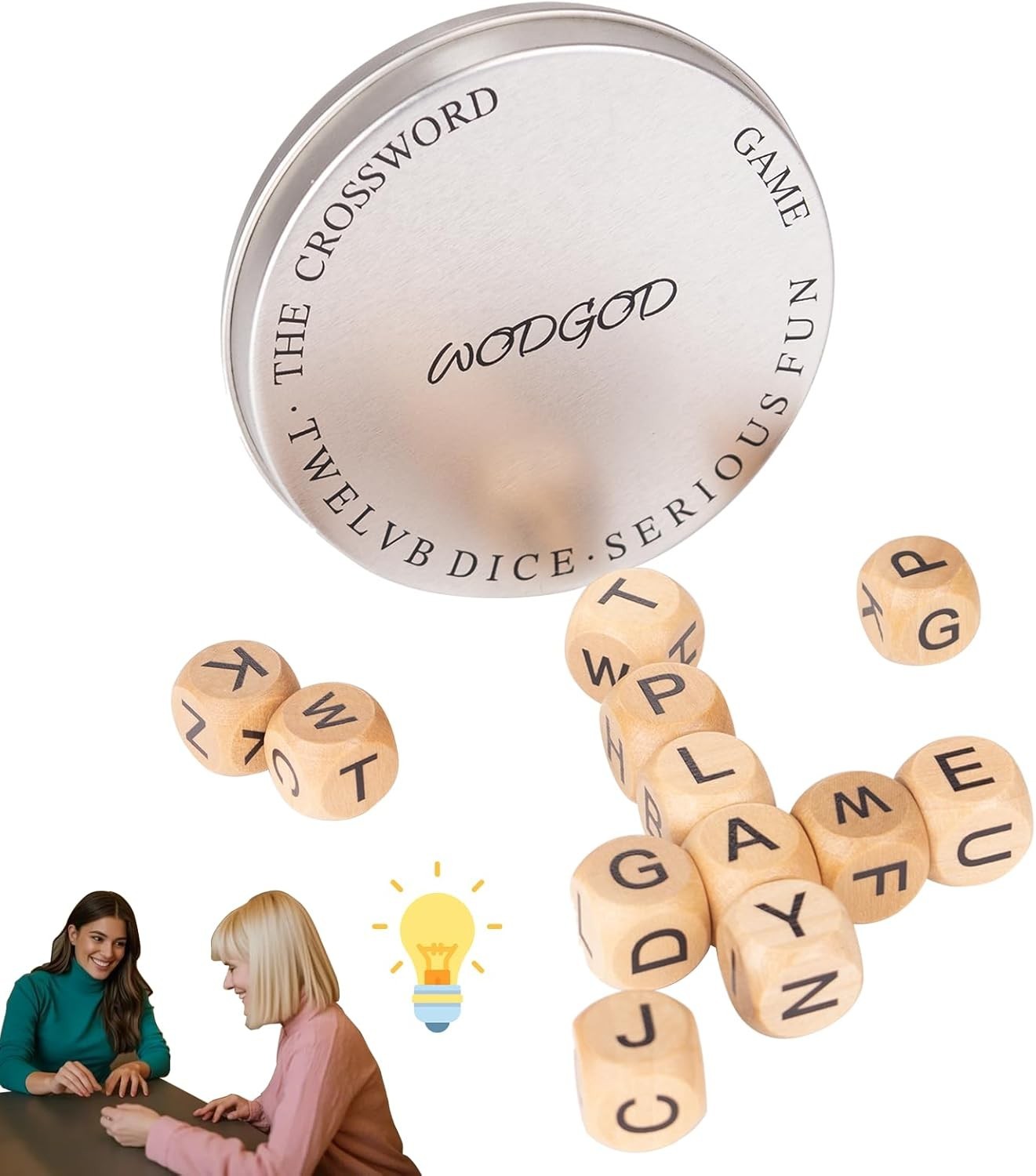 The Crossword Game,Classical Game with 12 Dice Letters, Wooden Letter Tiles D…