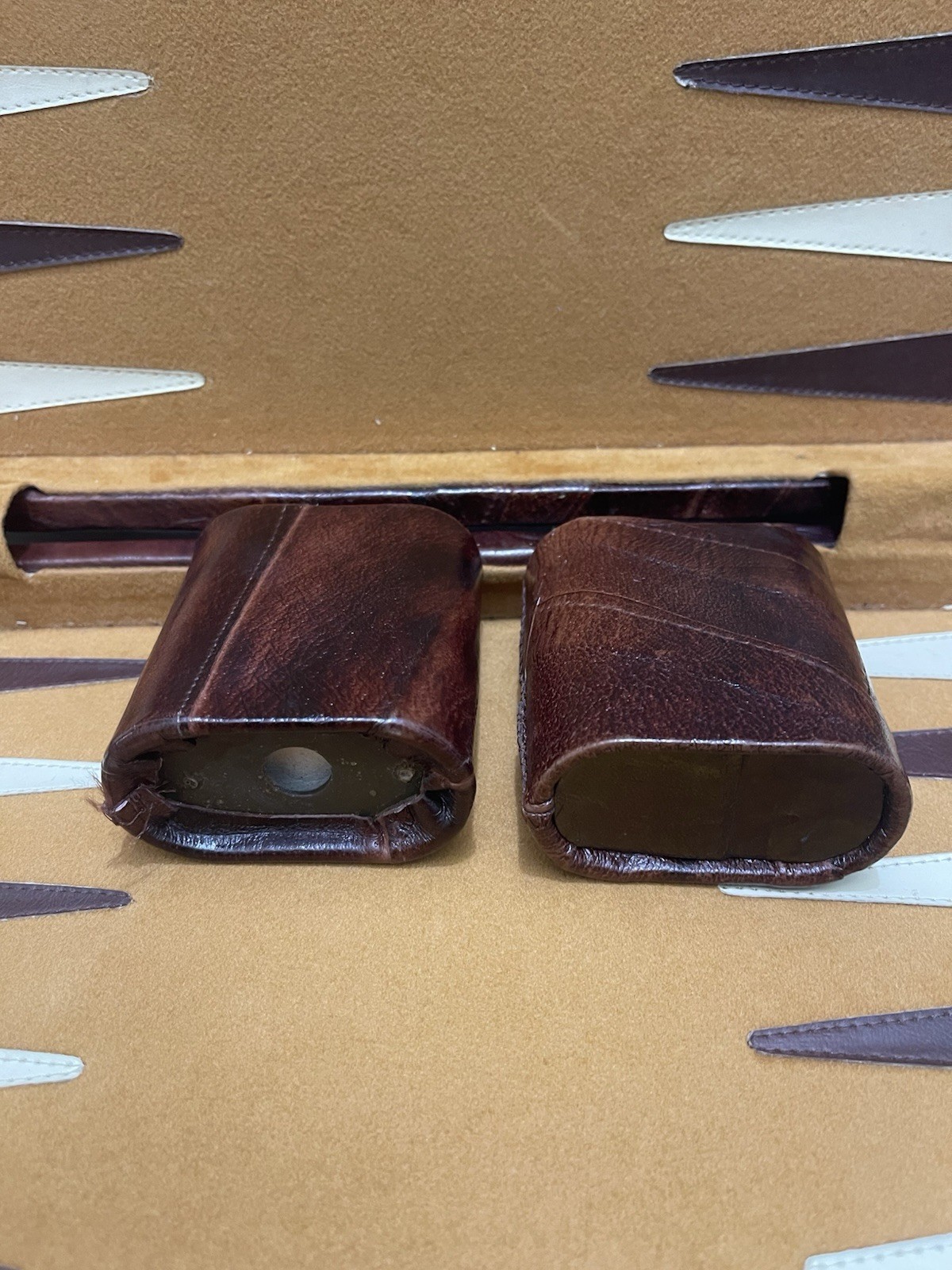 Backgammon Strategy Board Game Set w/ Brown Travel Case, Dice & Cups