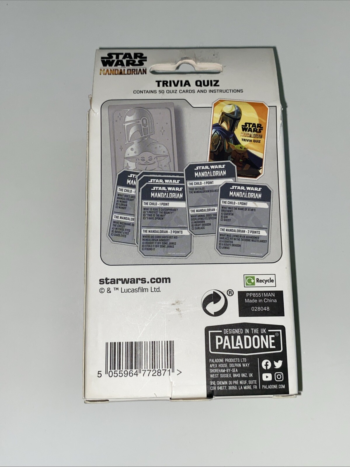 Disney Star Wars The Mandalorian 100 Question Quiz Card Game Baby Yoda Grogu