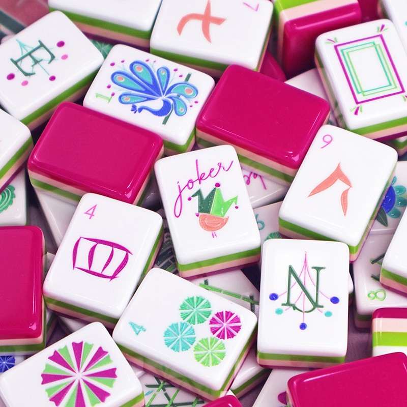 American Mahjong Game Set, 160 New Royal Rose Red Layered Mahjong