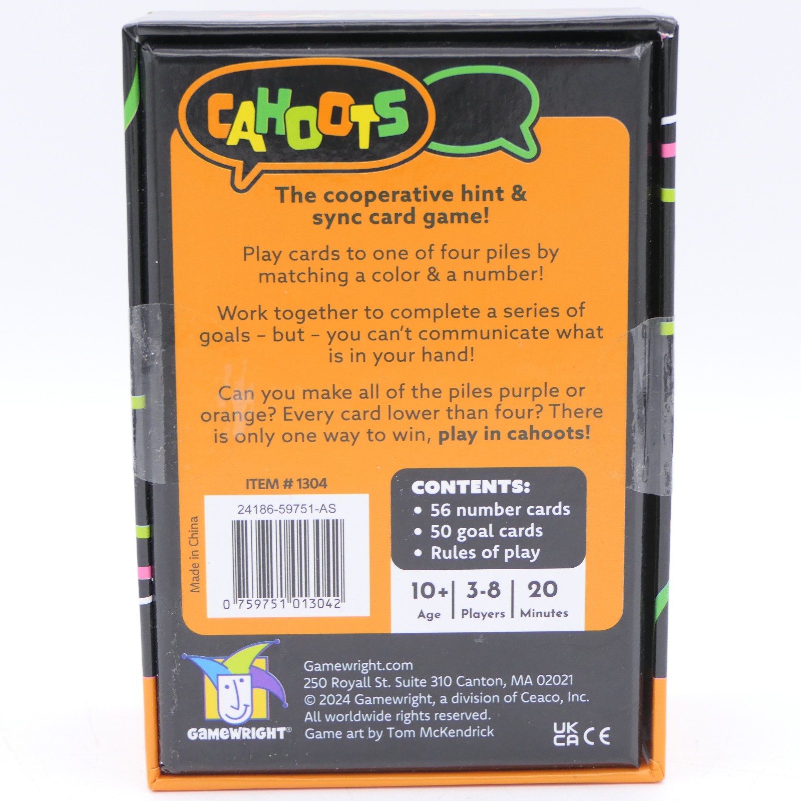 Gamewright Cahoots The Cooperative Hint & Sync Card Game 3-8 Players Age 10+