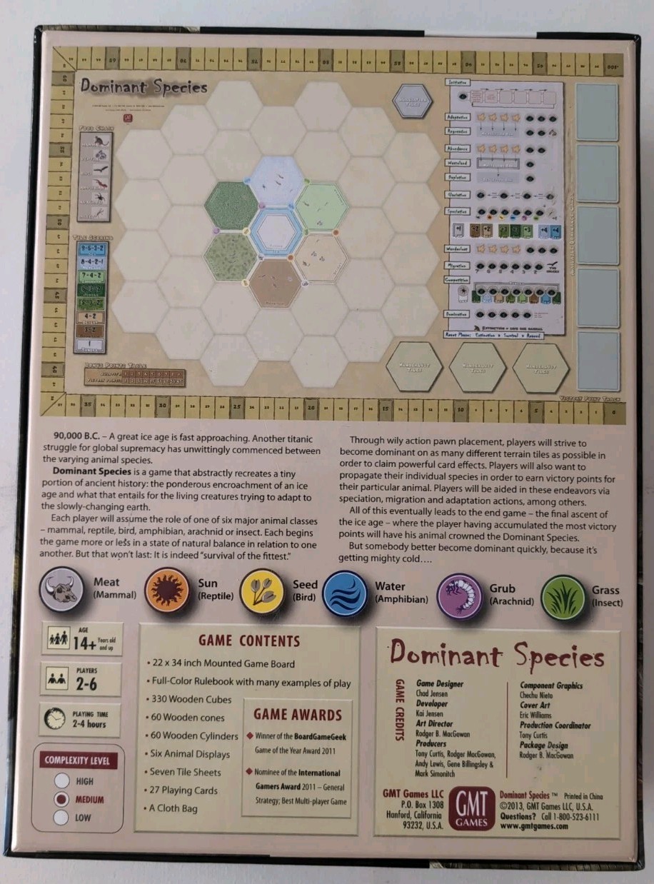 Dominant Species Board Game Complete GMT Games 1011-13 Chad Jensen EUC Checked