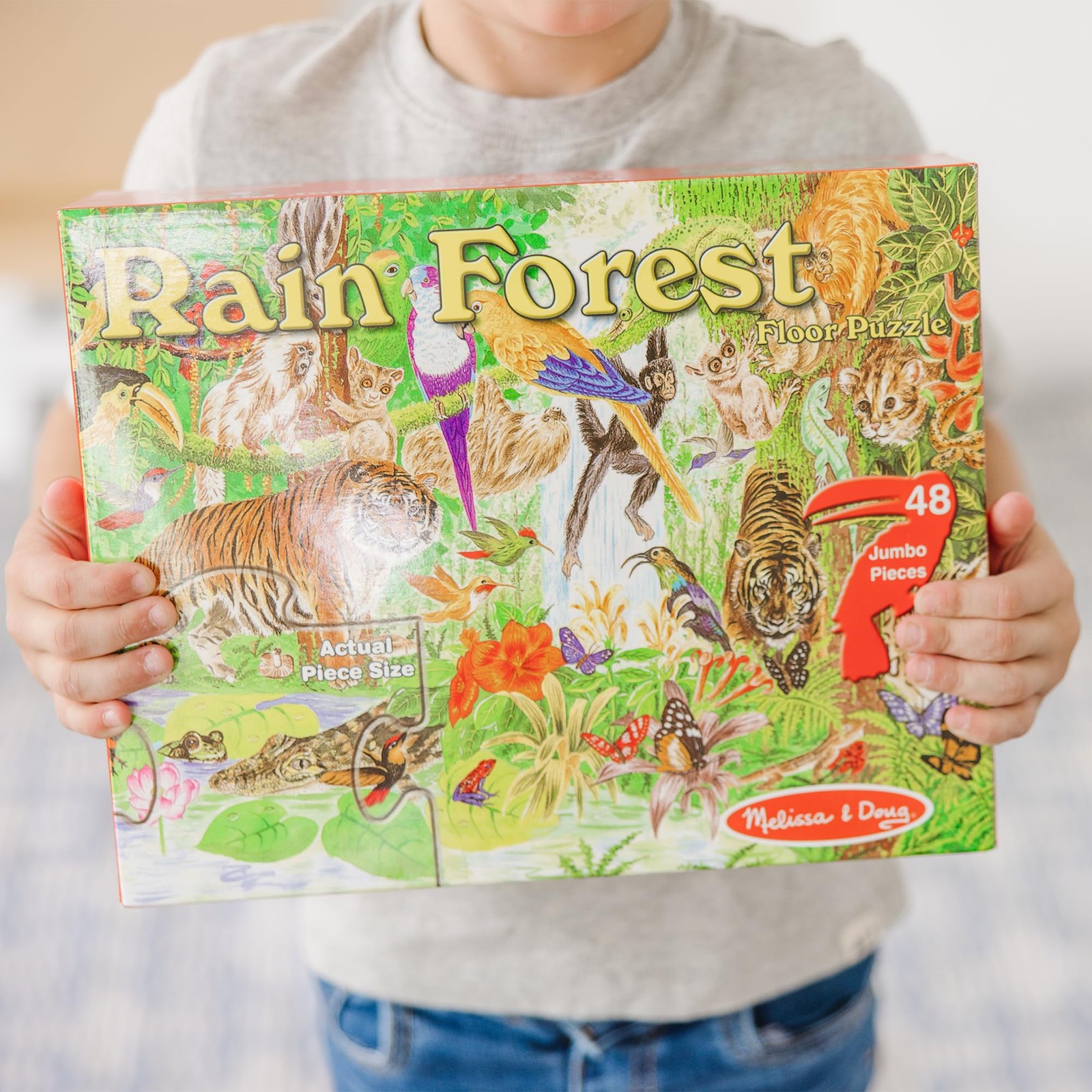 Floor Puzzle 48 Piece Jumbo Jigsaw 2 x 3 Feet Rainforest Kids Melissa Doug