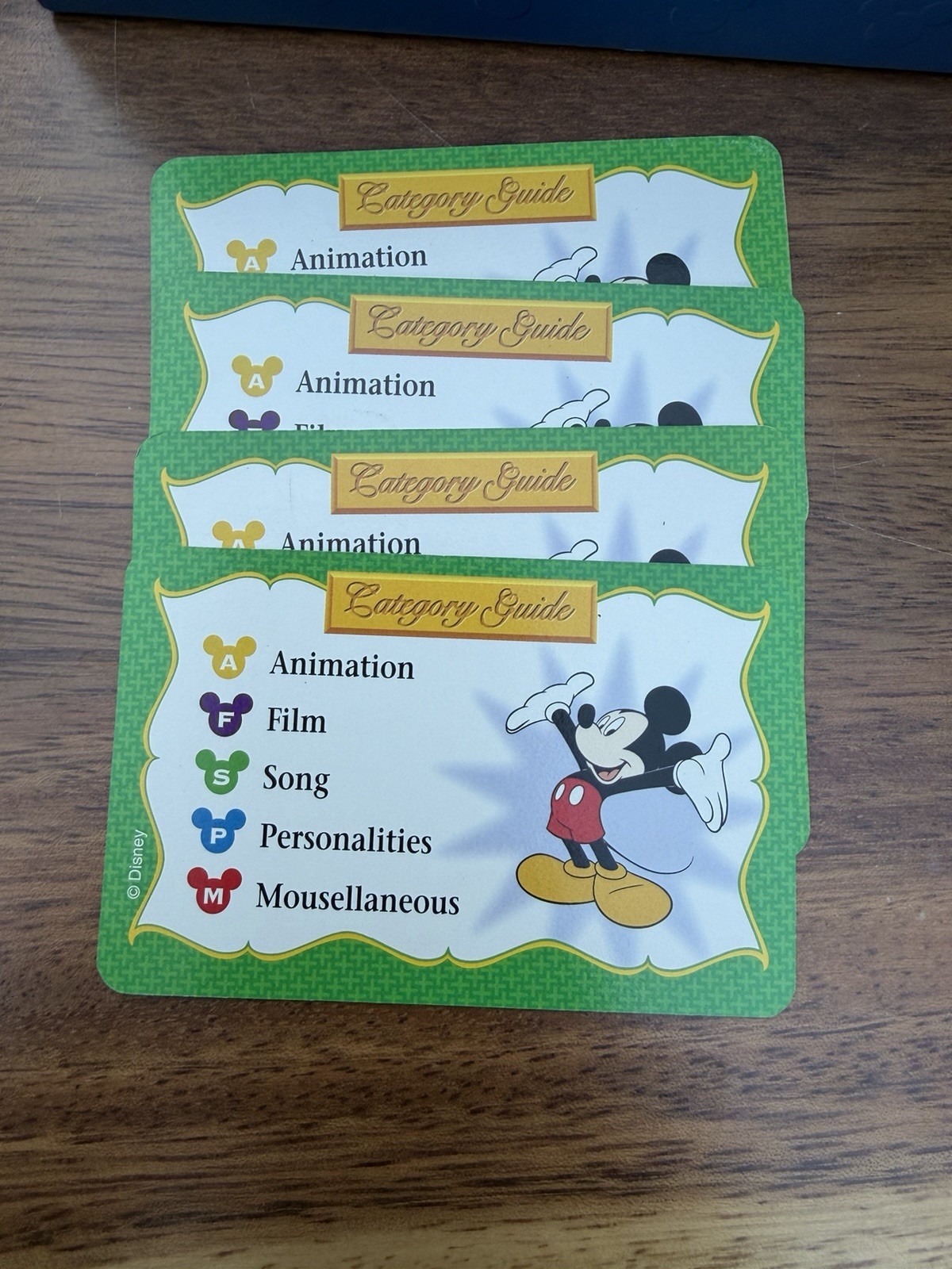 Disney Trivia Board Game Replacement Cards Box Case & 4 Category Guides 1997