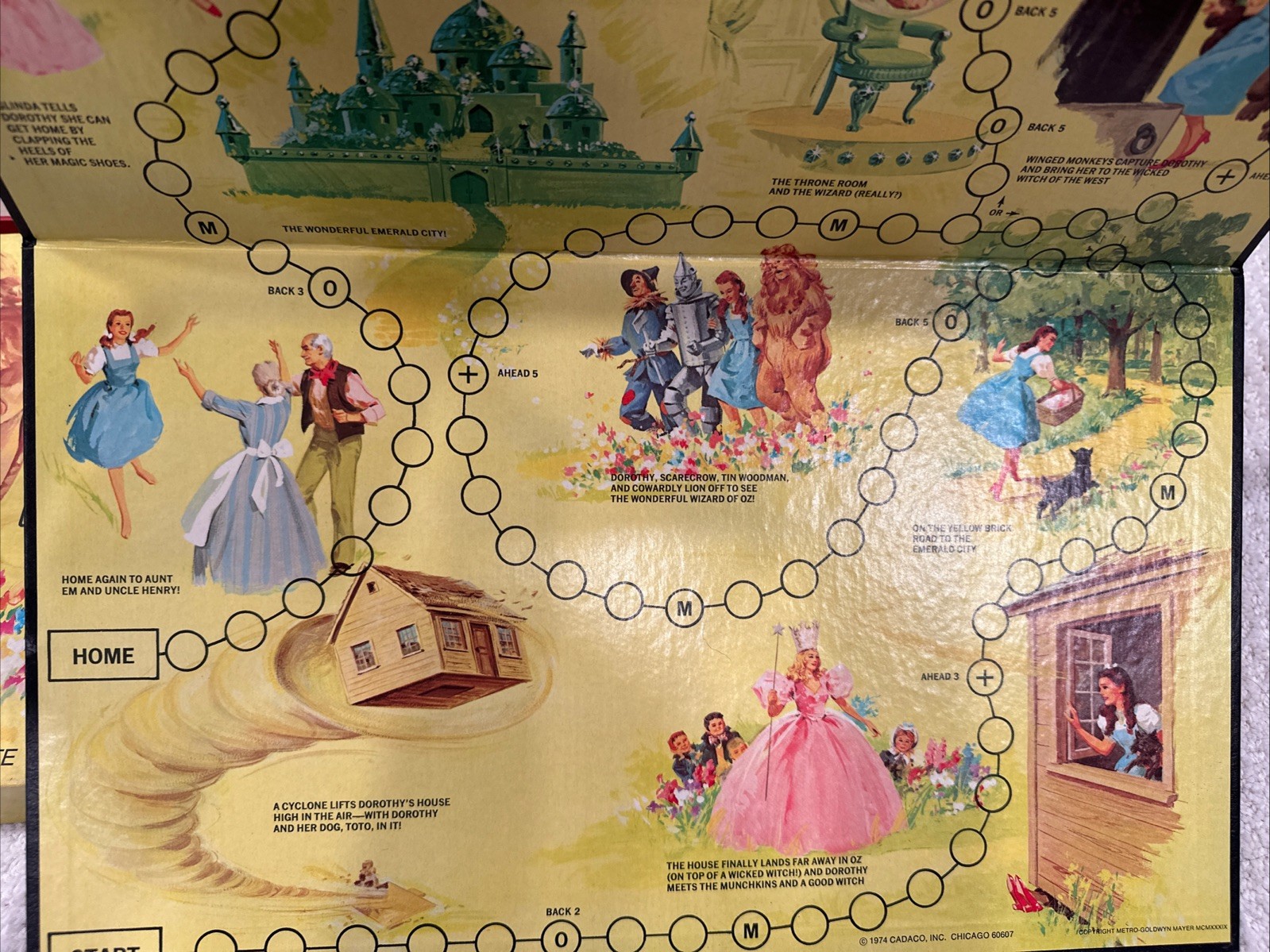 Vintage The Wizard of Oz Bard Game (Cadaco, 1974) MGM Yellow Brick Road Complete