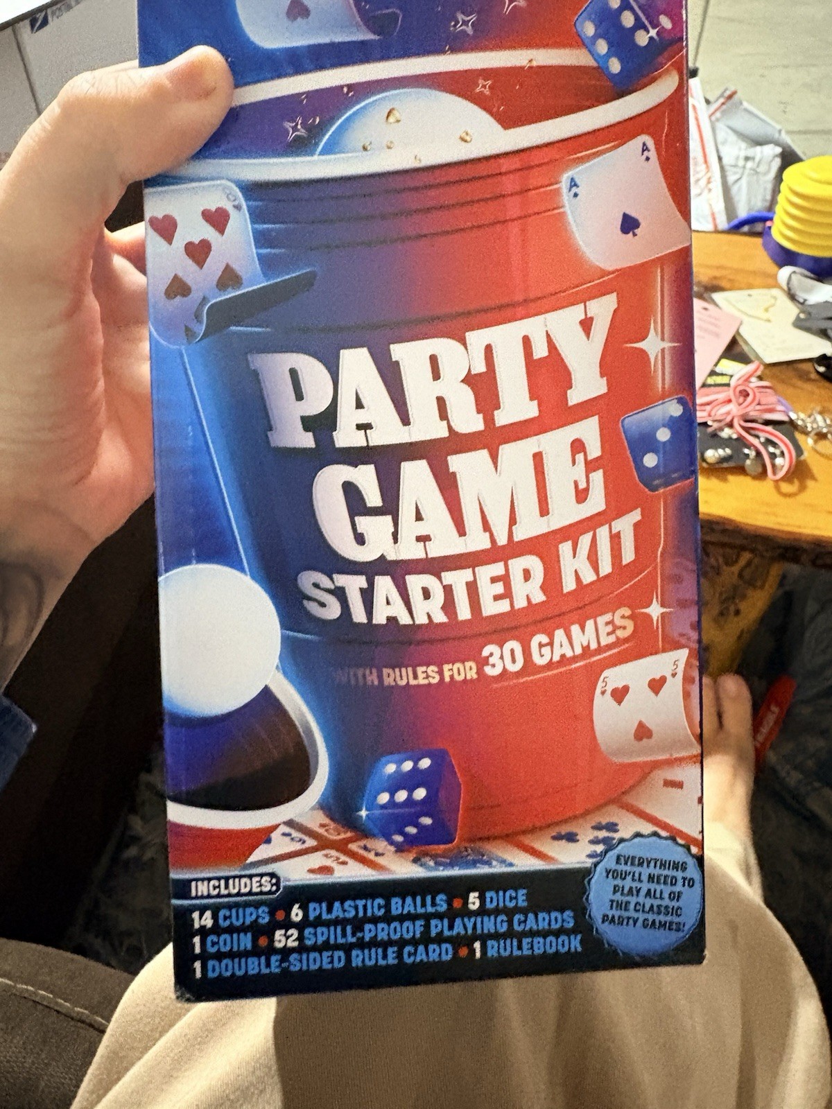 Party Game Starter Kit w/ Rules for 30 Games, Cards & Dice, Ages 17+, 2+
