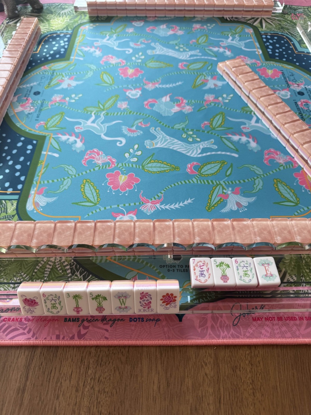 American Mahjong Game Set, 160 Pearl Pink and Orange 4 Layered Mahjong Tiles