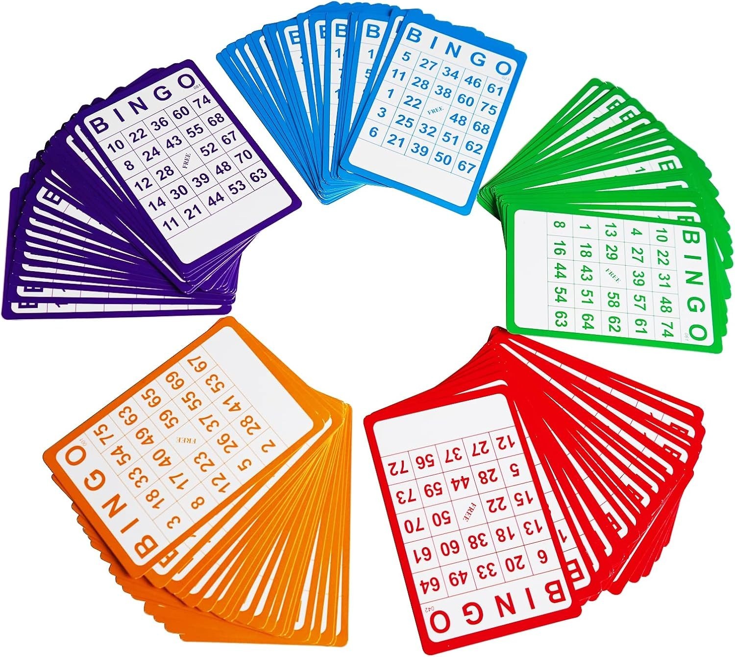 100 Bingo Cards Resuable Bingo Paper Game Cardstock Bulk, 5 Colors