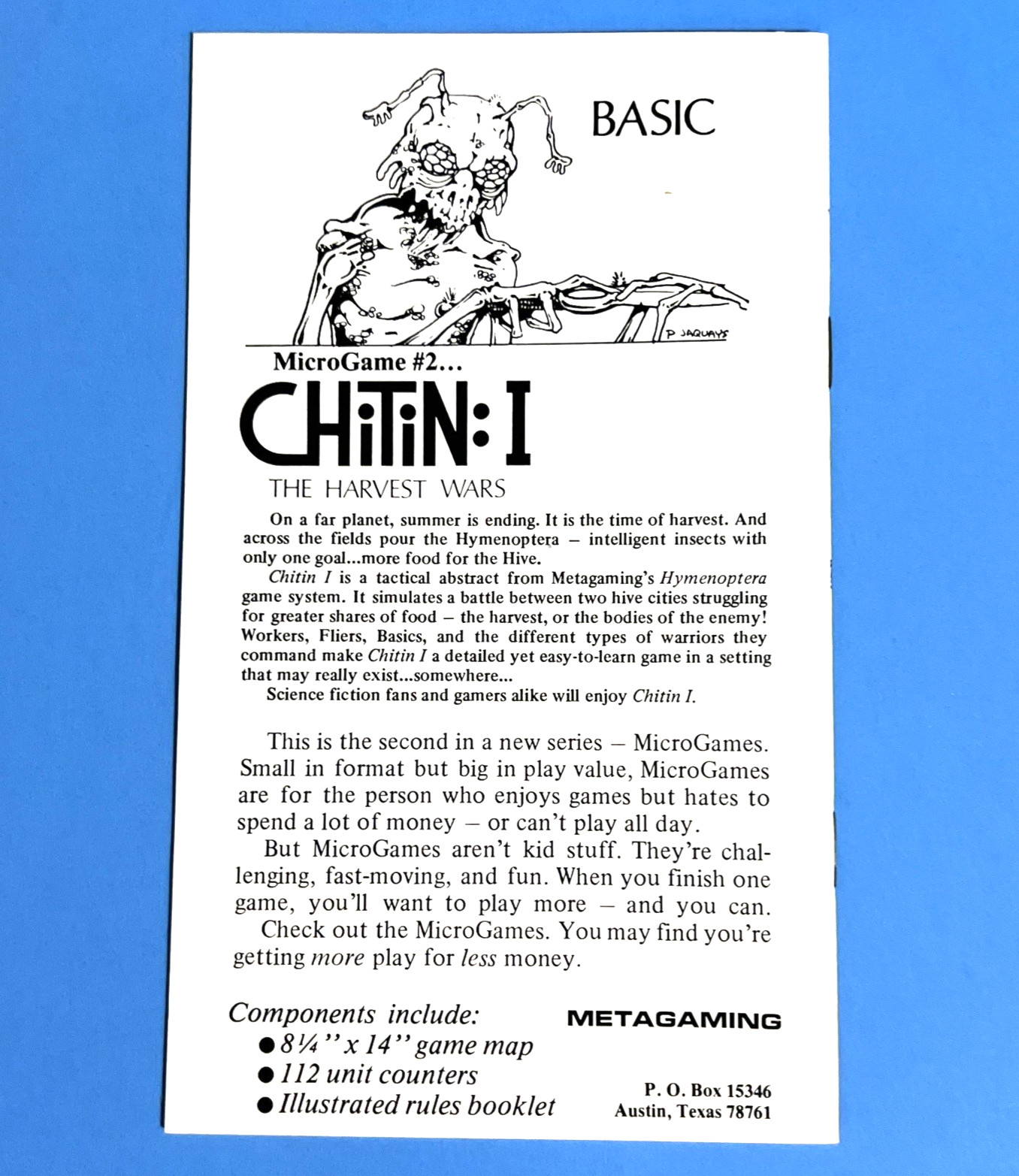 CHiTiN: I The Harvest Wars Metagaming Microgame #2, 2nd Printing (1978)