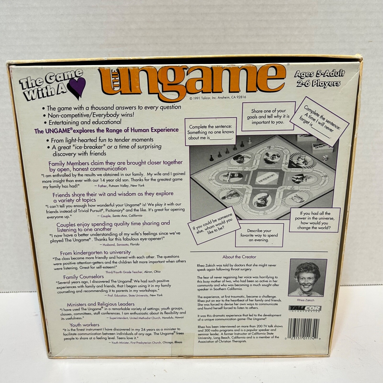 Vintage 1991 The Ungame Christian Version Self Expression Game By Talicor Comple