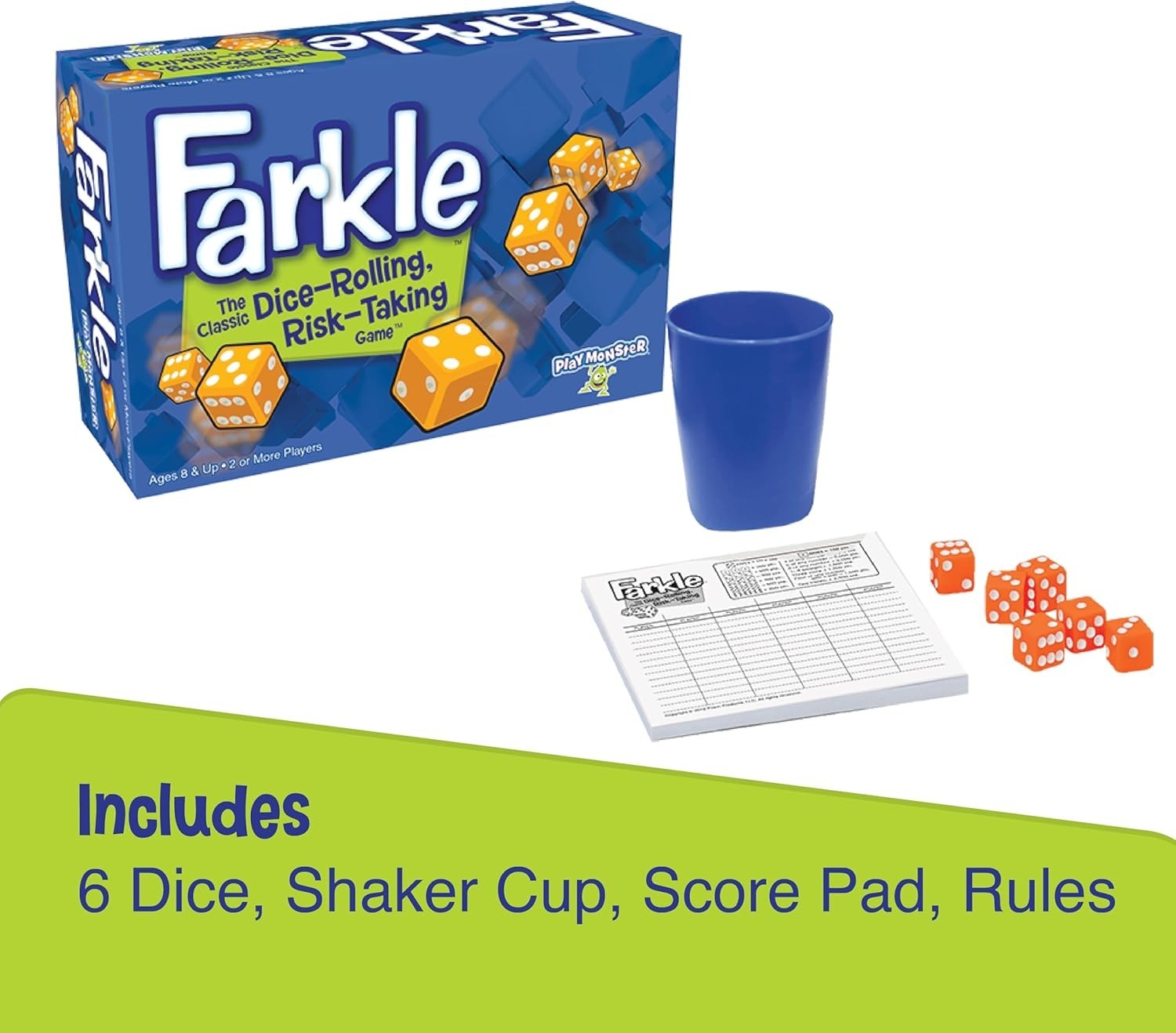 Farkle Dice Game Set – Complete with Cup & Score Sheets for Engaging Fun Ages 8+