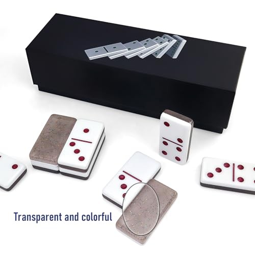 Transparent Colored Dominoes Set for Adults – Classic Double 6 Dominoes Gary