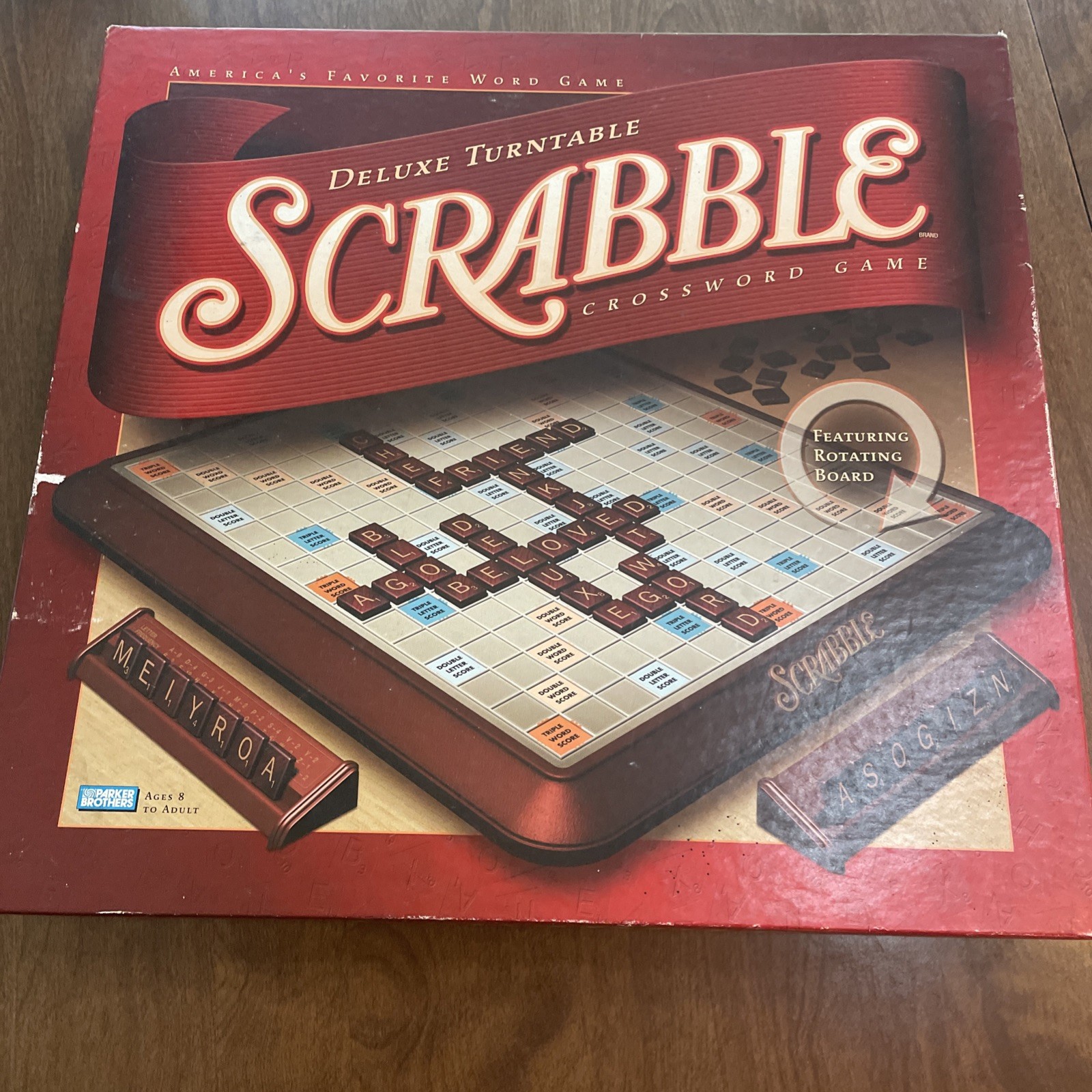 Scrabble Deluxe Turntable Crossword Game Parker Brothers Hasbro 2001 COMPLETE