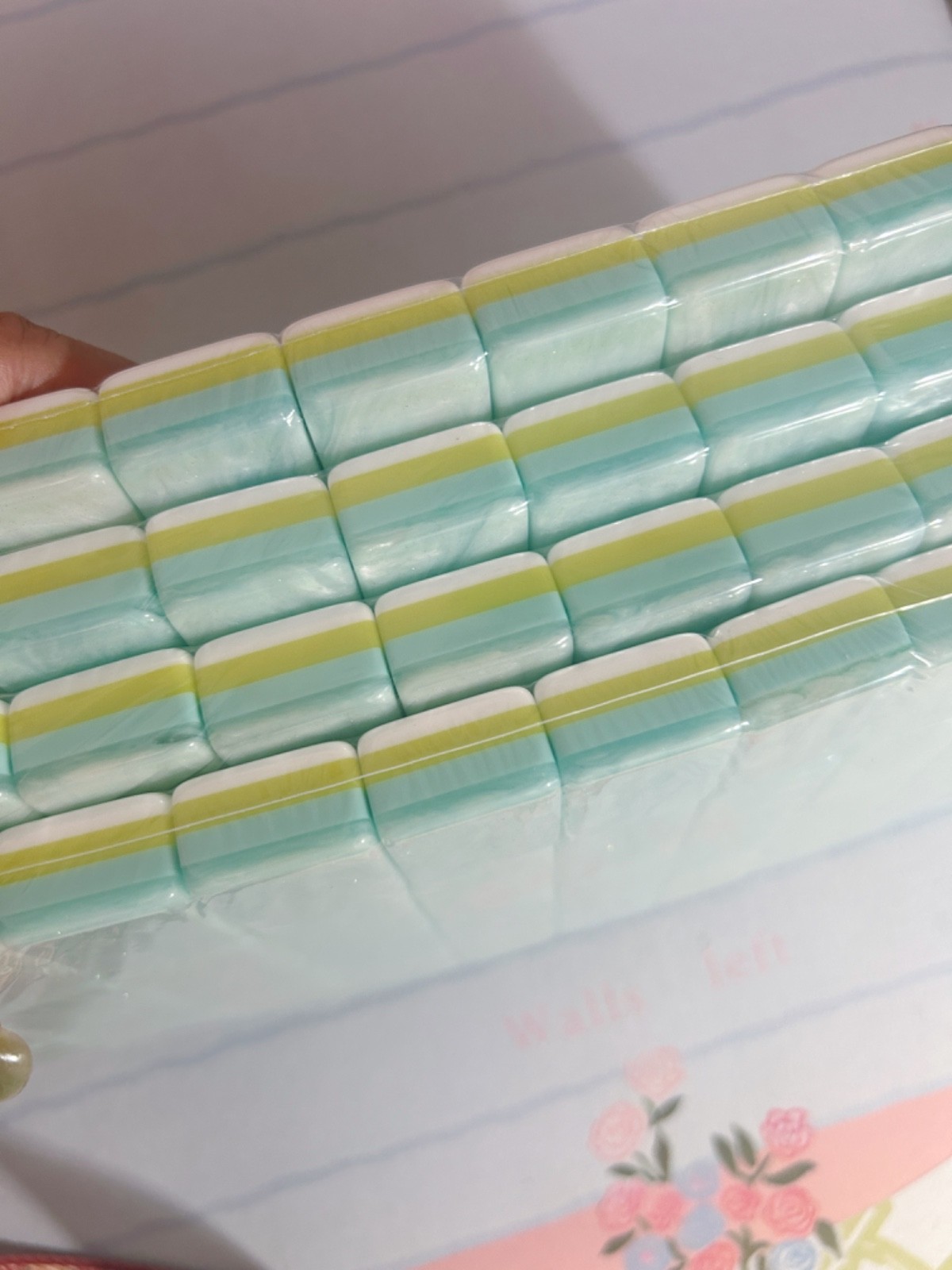 American Mahjong Game Set, 160 Pearl satin green Layered Mah Jong Tiles,