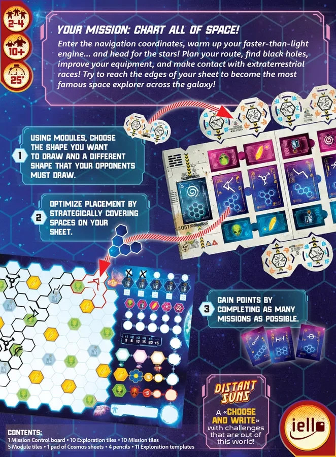 Distant Suns .. Draft & Write Board Game .. Chart Outer Space!