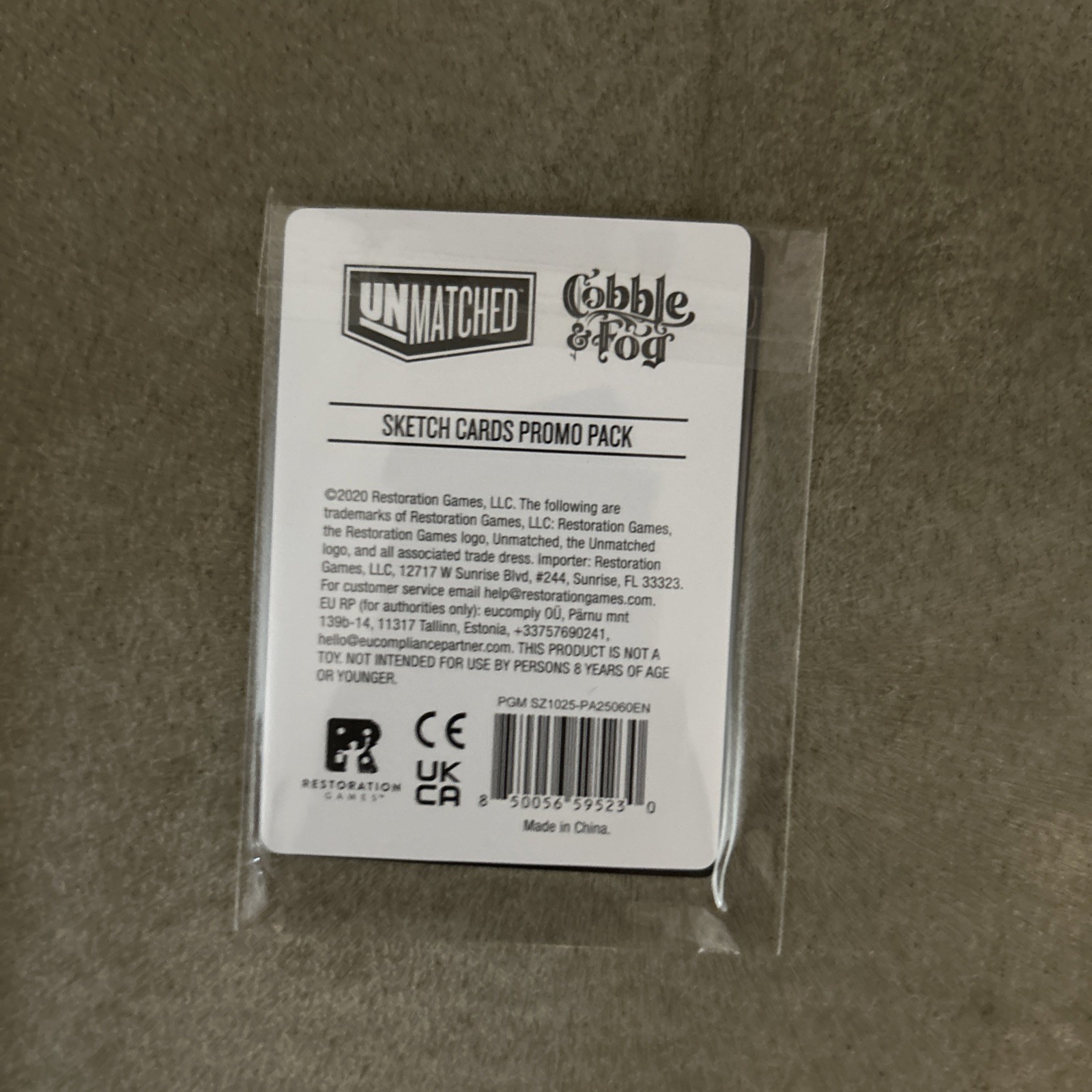 NEW Unmatched Board Game SKETCH CARDS Promo Pack Cobble and Fog Limited Edition