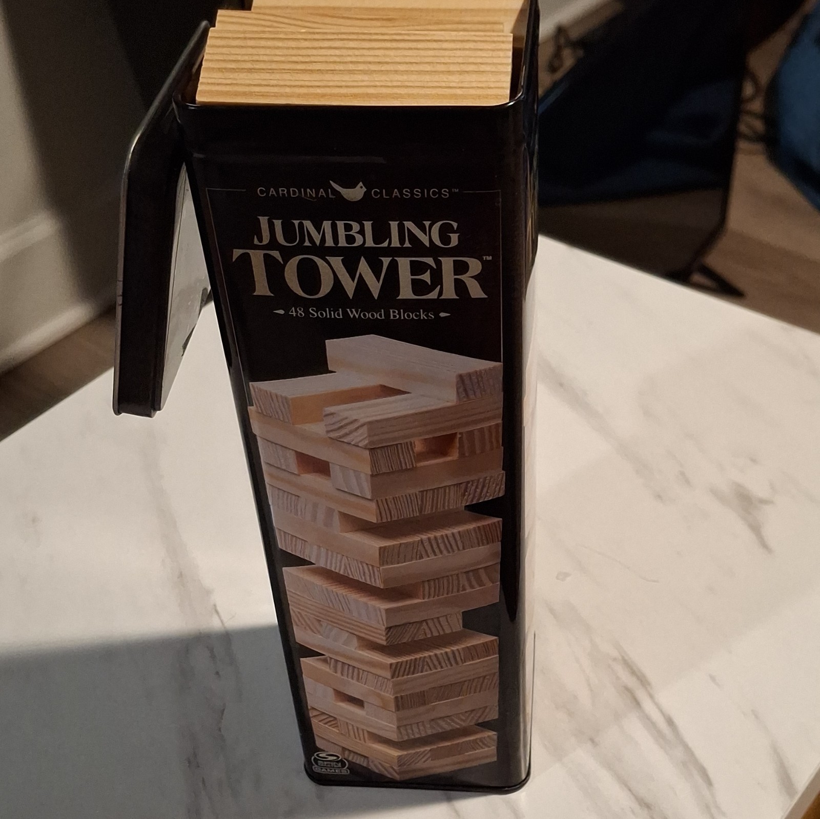 Cardinal Jumbling Tower Strategy Skill Game, 48 Wood Blocks, 2+ Players, 8+
