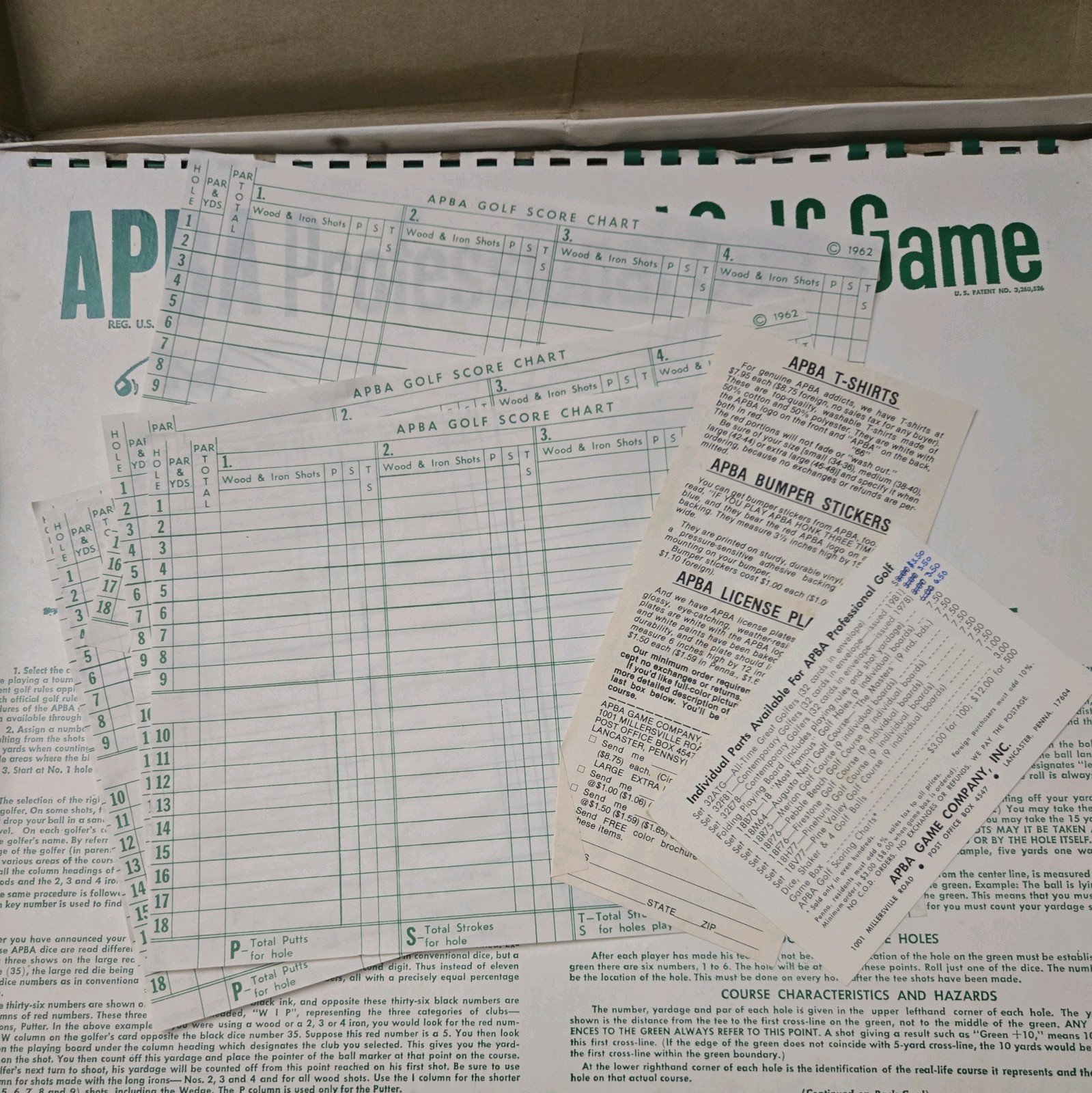 APBA Professional Golf Game 32 Holes, Vintage PGA Course Design Lots Of Pieces