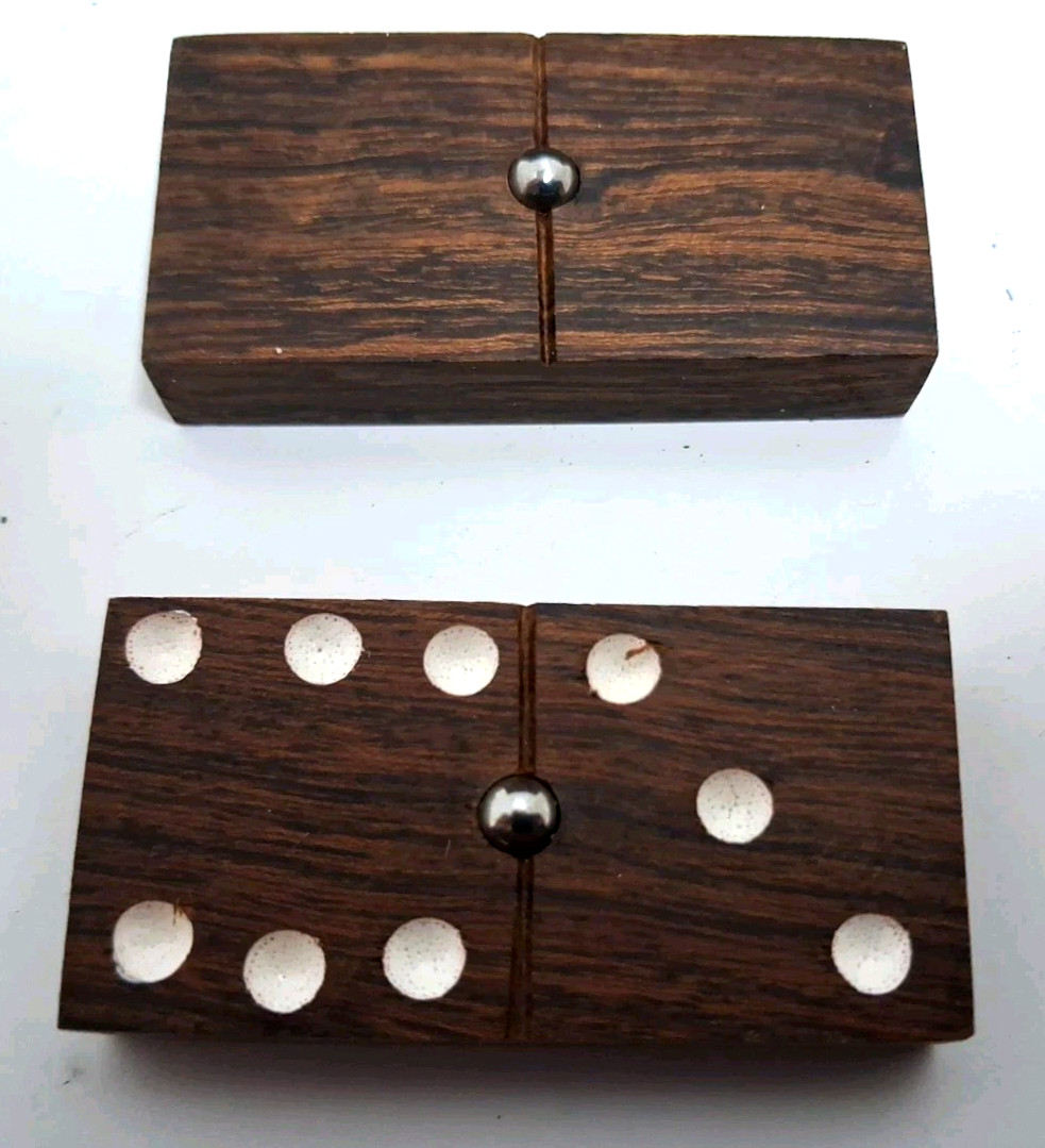 Wooden Dominos Set in Natural Wood Log w/Lid 8 x 5x 3.5″