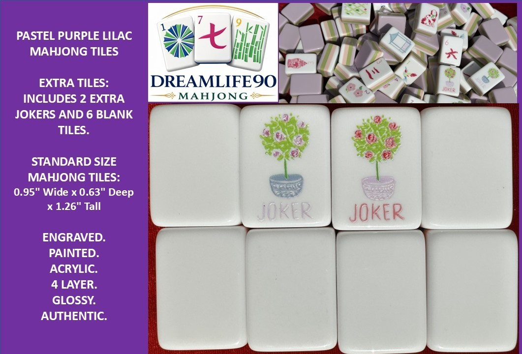 PASTEL PURPLE 4 Layer Acrylic Mahjong Tiles American Set 160 Tiles US SELLER!