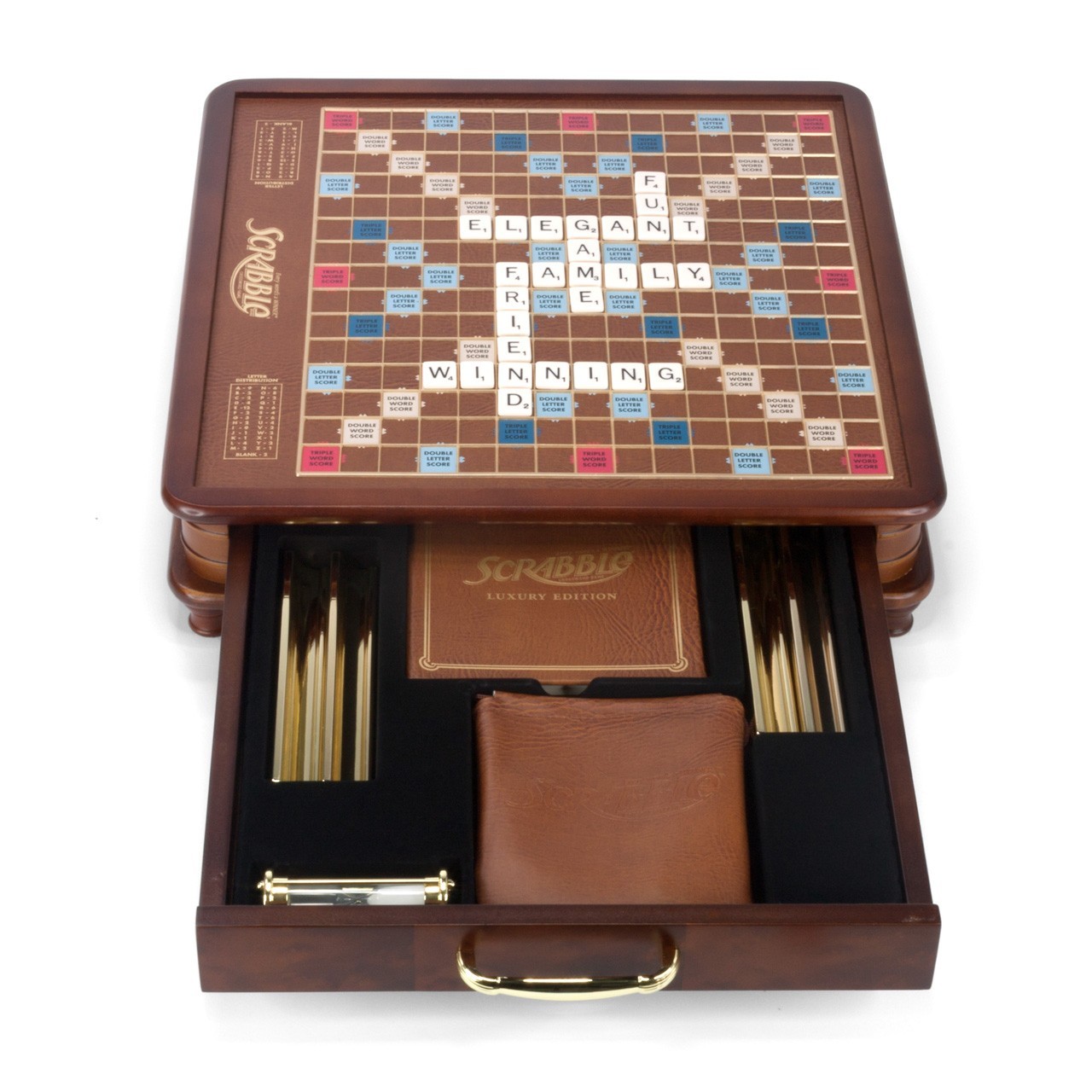 Scrabble Luxury Edition with Rotating Wooden Game Board by Winning Solutions New