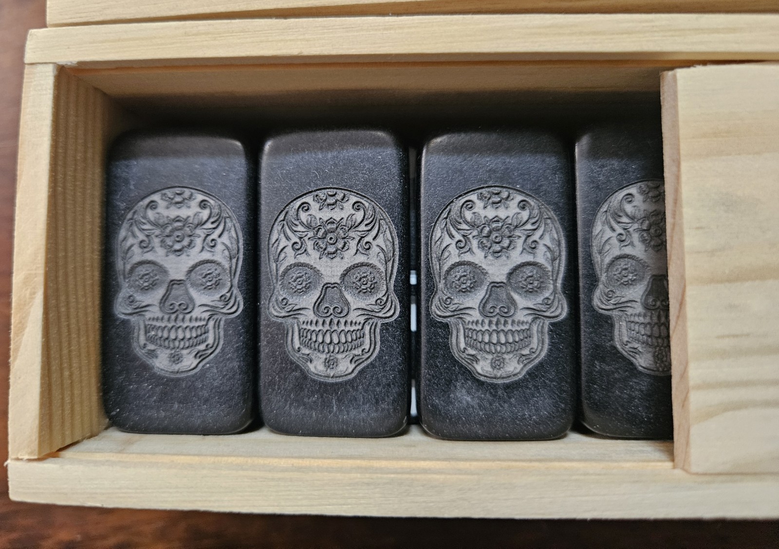 Double 6 Domino Set of SUGAR SKULL Dominoes IVORY, BLUE, RED, or BLACK