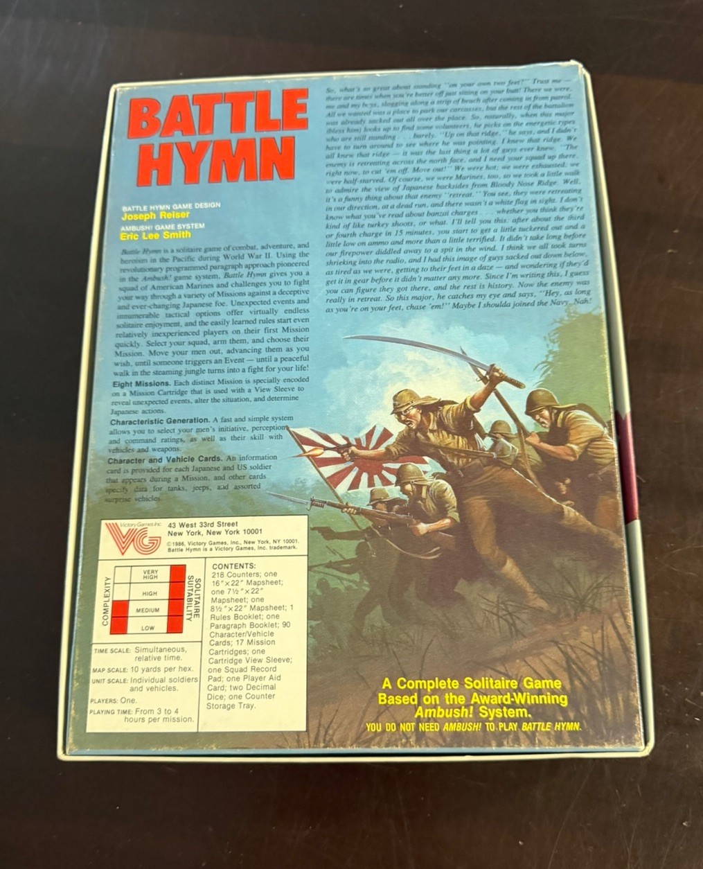 Battle Hymn Solitaire Squad Level WWII Combat In The Pacific Victory Games Compl