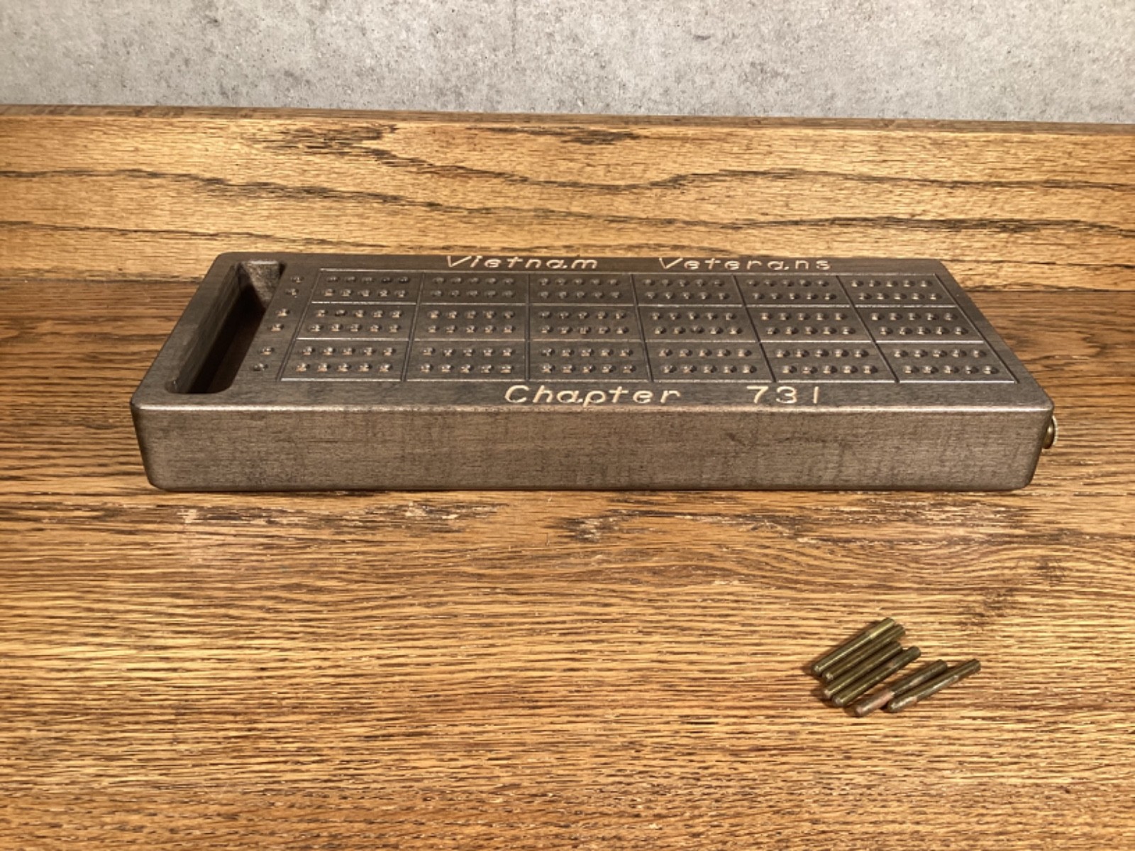 VIETNAM VETERANS CHAPTER 731 HEAVY QUALITY WOOD CRIBBAGE BOARD