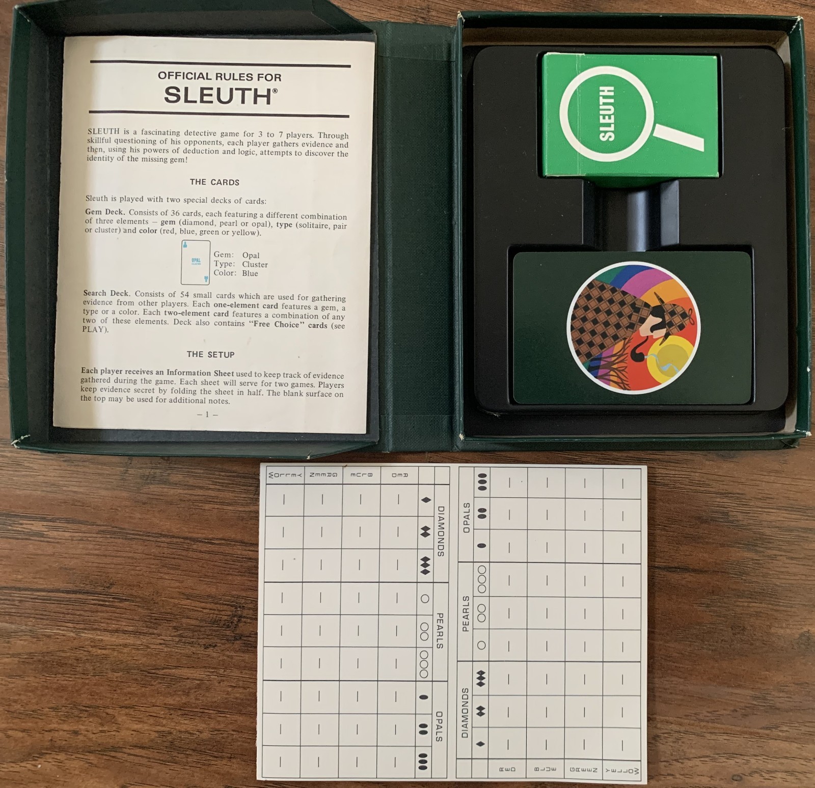 1971 Sleuth Card Game 3M Gamette COMPLETE + 5 Bonuses with Laminated Scoresheets