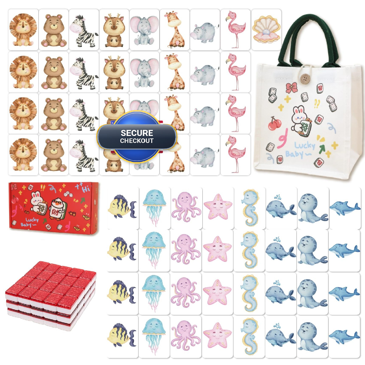 Gueiddi Mahjong Block Set 65 Pcs Vita Mahjong Set Handbag Portable Travel