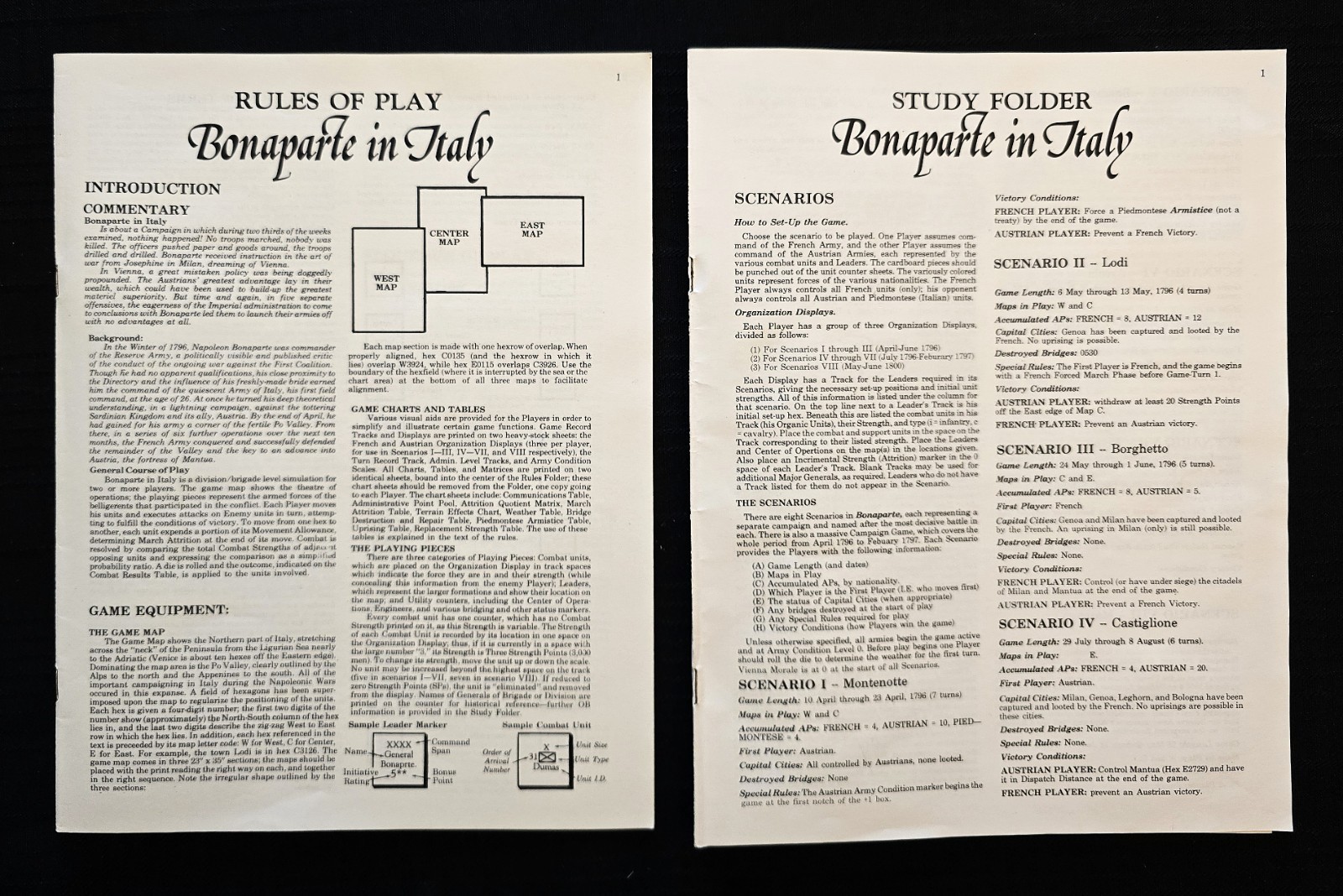 “BONAPARTE IN ITALY” WAR GAME – OSG – PART. PUN (161/300) – COMPLETE + ERRATA