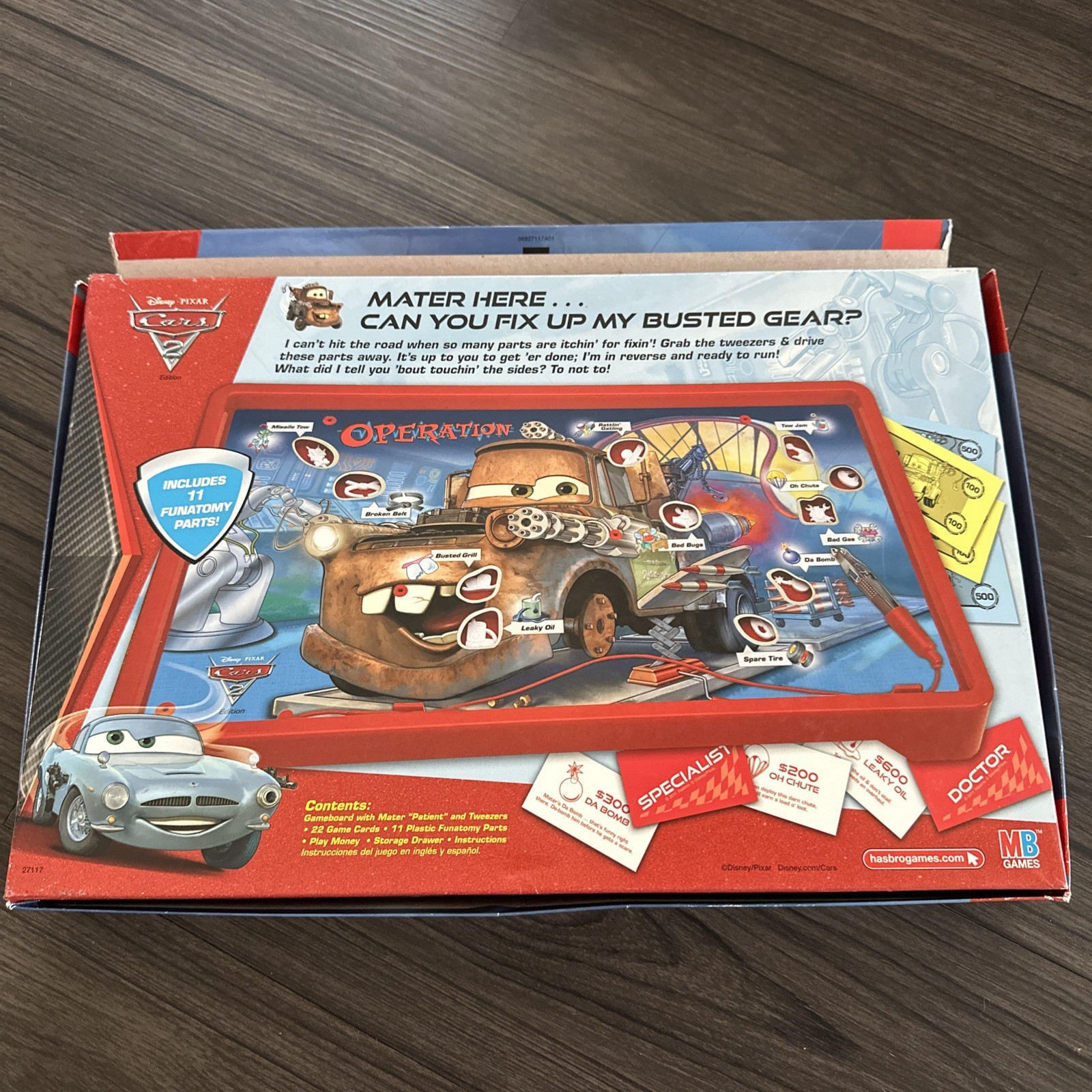 Operation Game Disney Pixar Cars 2 Hasbro 2011 COMPLETE TESTED & WORKS