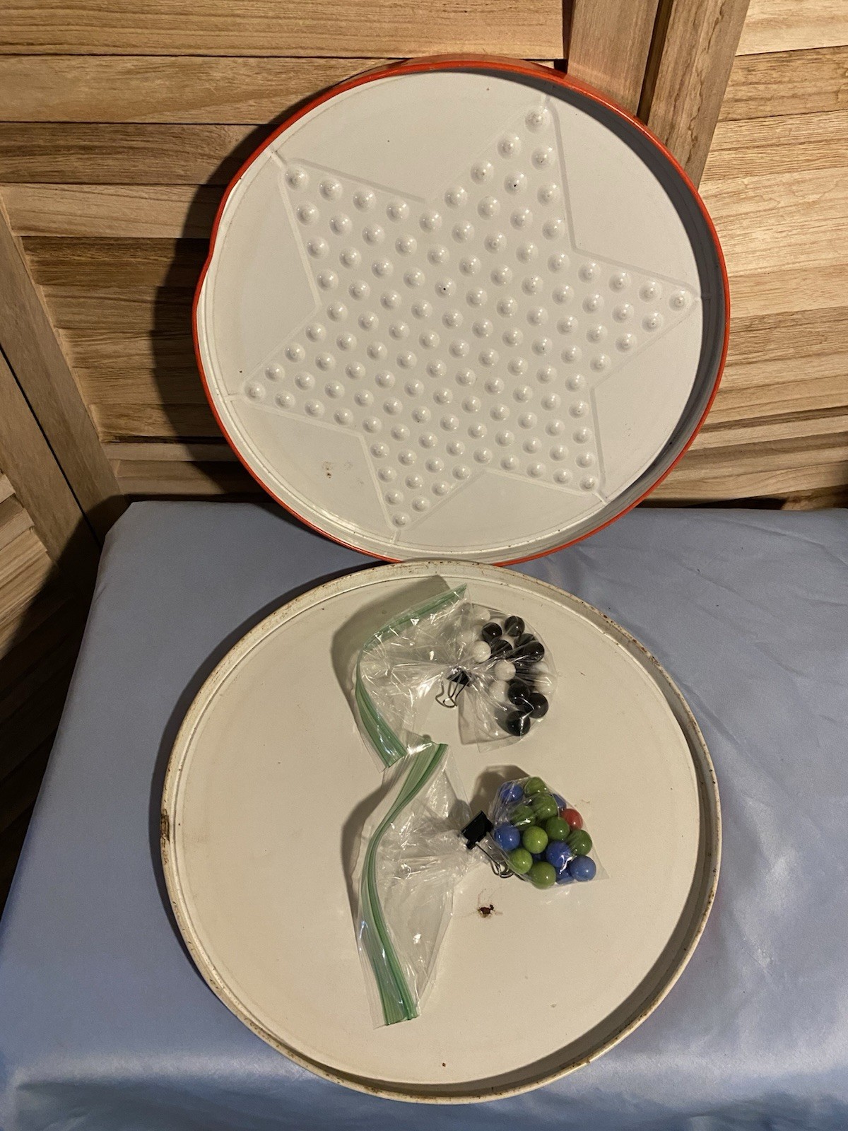 Vintage Ohio Art Chinese Checkers 2 in 1 Game Tin Metal Marbles – Japan READ