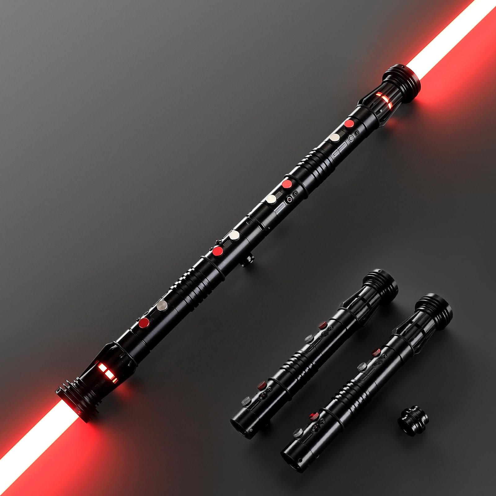 Light Saber Double Blades RGB 3.0 Smooth Swing 16 Sound Fonts Black DAMIENSABER