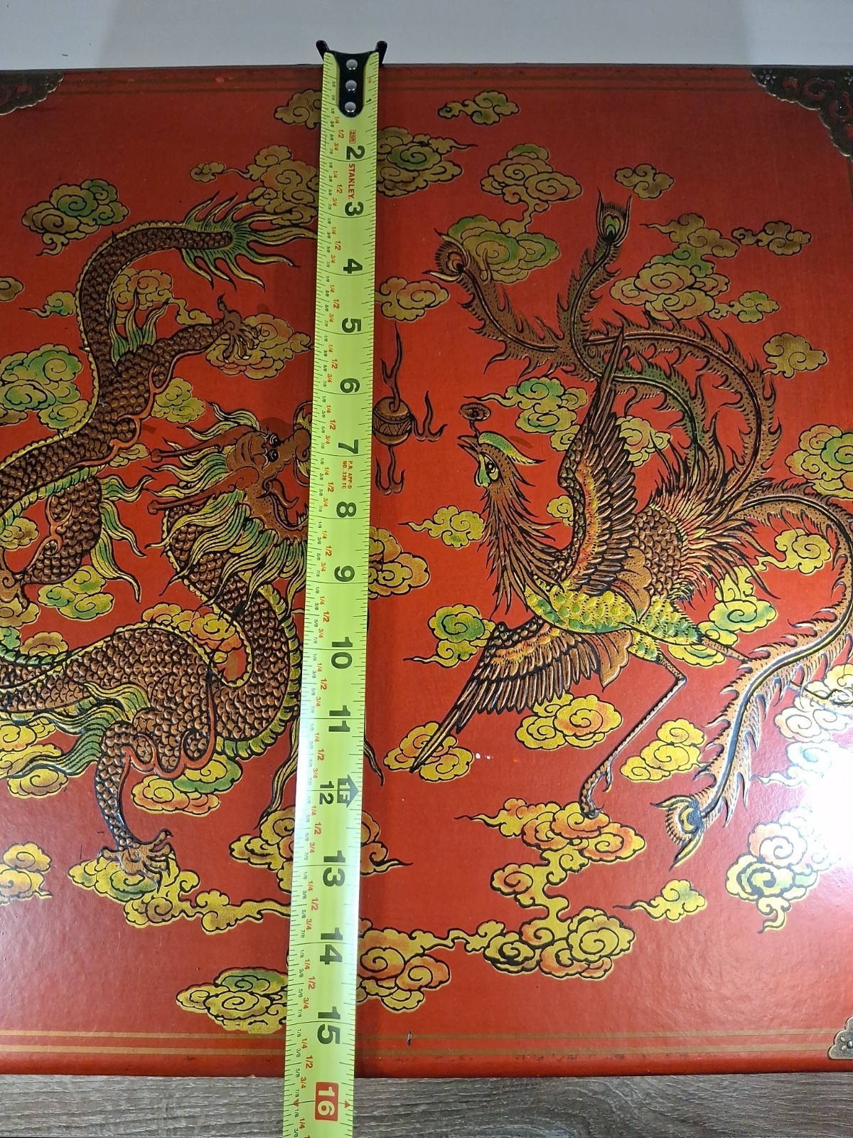 Vintage Chinese Dragon Phoenix Multi Game Chest Chess Backgammon Go Complete 16″