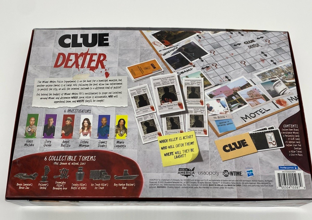 Clue Dexter Board Game Mystery 2-6 Players Thematic Twist Identify Killers
