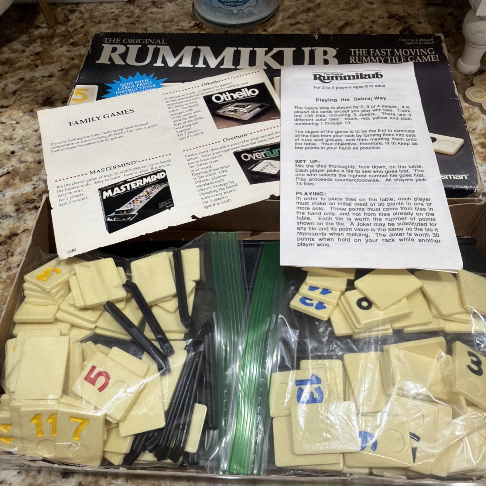 THE ORIGINAL RUMMIKUB RUMMY TILE GAME VINTAGE 1990 PRESSMAN 100% COMPLETE VTG