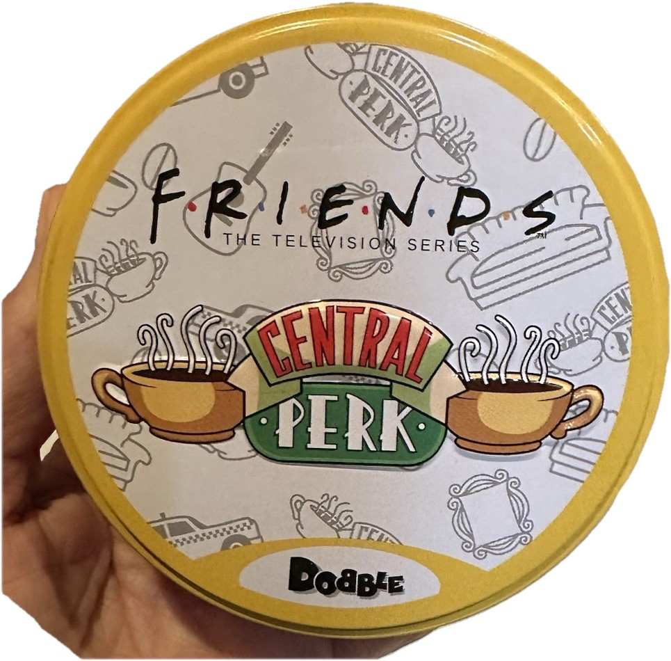 DOBBLE SPOT IT FRIENDS CENTRAL PERK TIN MATCHING CARD GAME TRAVEL LEARNING EDUCA