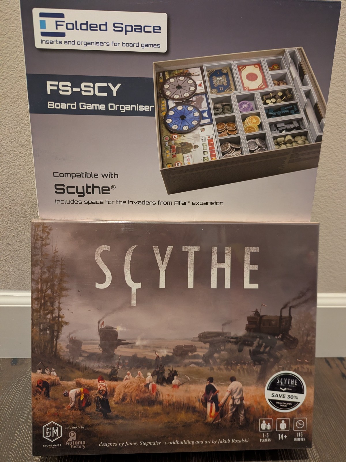 Scythe Stonemaier Games Board Game BRAND NEW + Bonus Folded Space Organizer