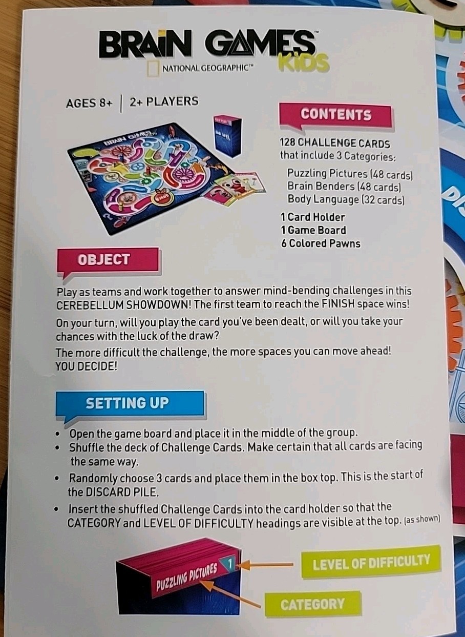 National Geographic Brain Games Kids Edition Buffalo Learning Game Science Age8+