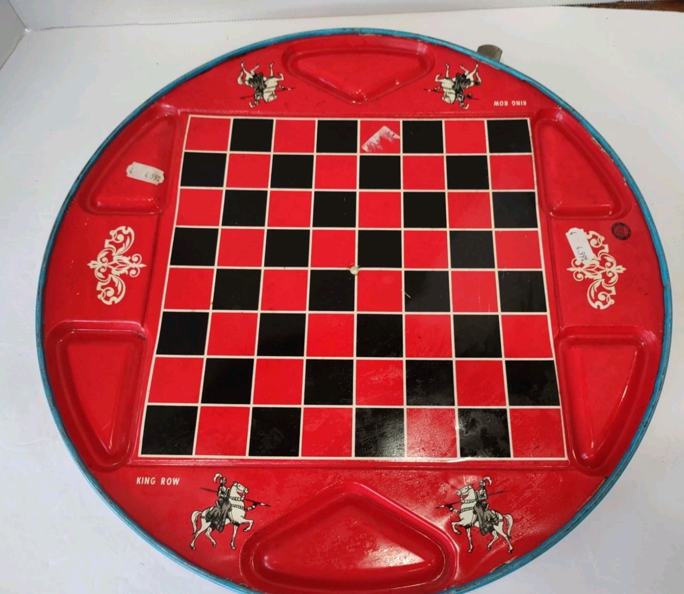 Vintage Chinese Checkers Double Sided Ohio Art Co. Tin Metal Game Board Checkers