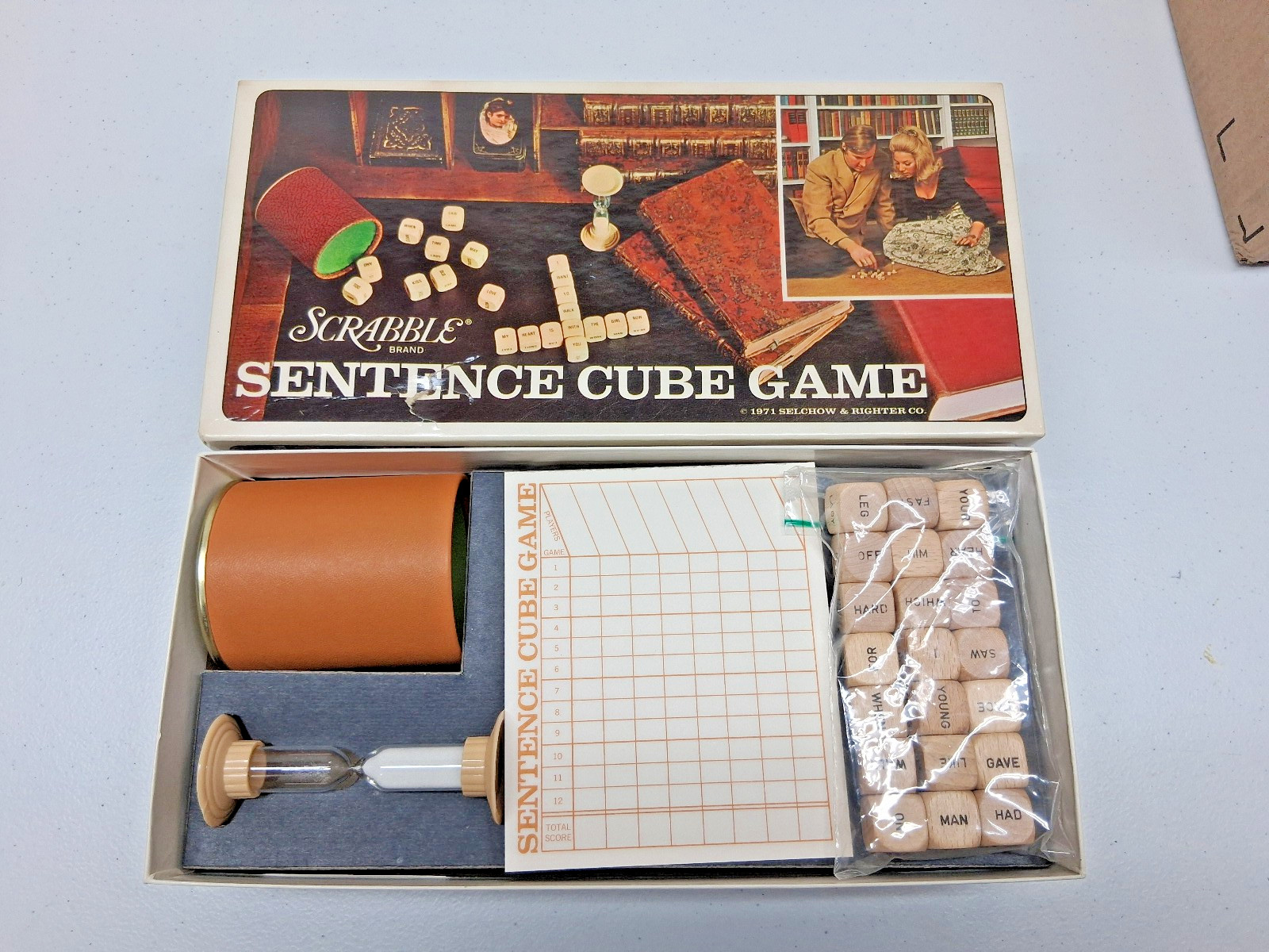 Vintage Scrabble Sentence Cube Game 1971 Selchow Righter Complete Word Dice Vtg